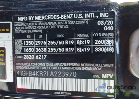 2020 Mercedes-Benz Gle 350 4Matic z USA, uszkodzony, nr VIN 4JGFB4KB2LA223970